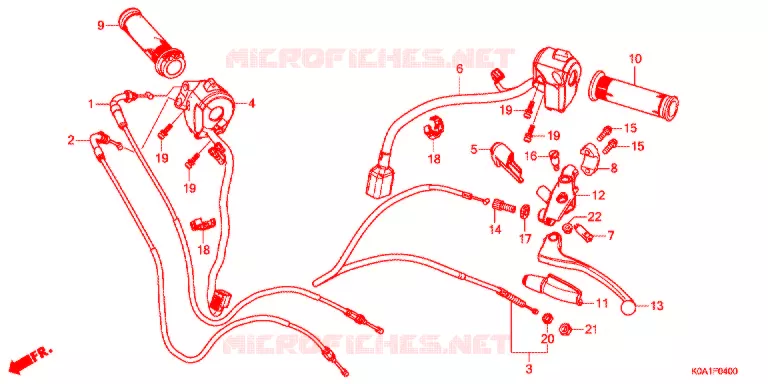 LEVIER DE GUIDON - CABLE - COMMODO Honda MOTO 250 CB 2019  CBF250NAK_J