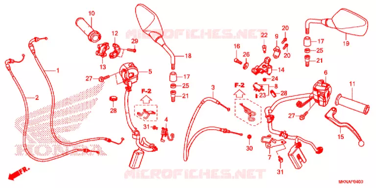 LEVIER DE GUIDON - CABLE - COMMODO Honda MOTO 650 CB 2019  CB650RAK