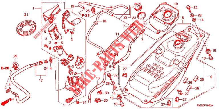 RESERVOIR A CARBURANT   POMPE A ESSENCE pour Honda NC 700 X 35KW de 2012