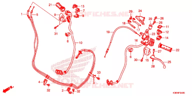 LEVIER DE GUIDON - CABLE - COMMODO Honda SCOOTER 150 PCX 2015  WW150F