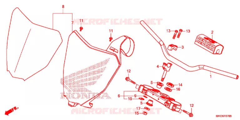 GUIDON - TE DE FOURCHE Honda MOTO 450 CRF 2019  CRF450RWEK