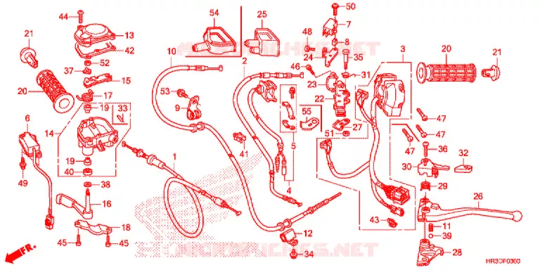 LEVIER DE GUIDON - CABLE - COMMODO Honda ATV 420 FOURTRAX 2020  TRX420FA2L