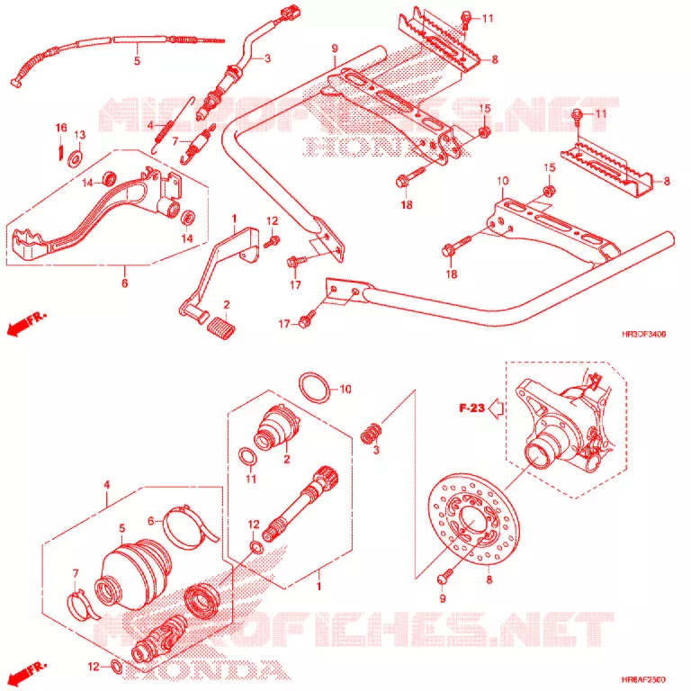PEDALE - REPOSE PIED Honda ATV 420 FOURTRAX 2020  TRX420FM1L