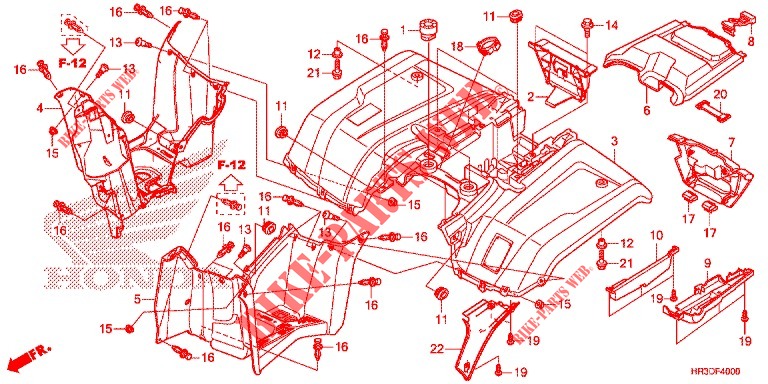 GARDE BOUE ARRIERE pour Honda FOURTRAX 420 4X4 Manual Shift de 2020