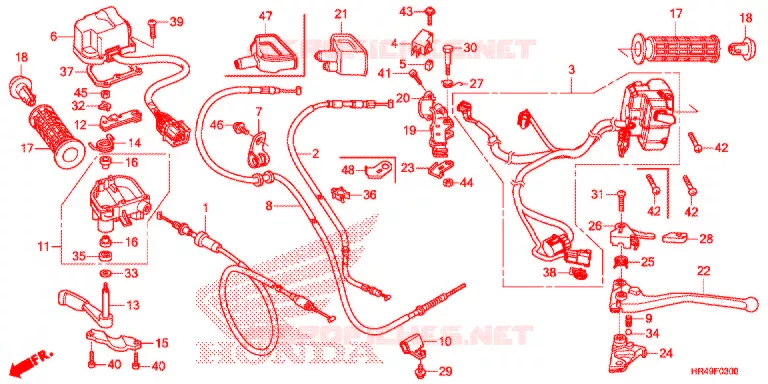 LEVIER DE GUIDON - CABLE - COMMODO Honda ATV 520 FOURTRAX 2020  TRX520FM1L