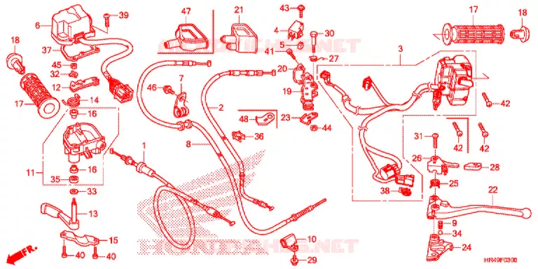LEVIER DE GUIDON - CABLE - COMMODO Honda ATV 520 FOURTRAX 2020  TRX520FM2L