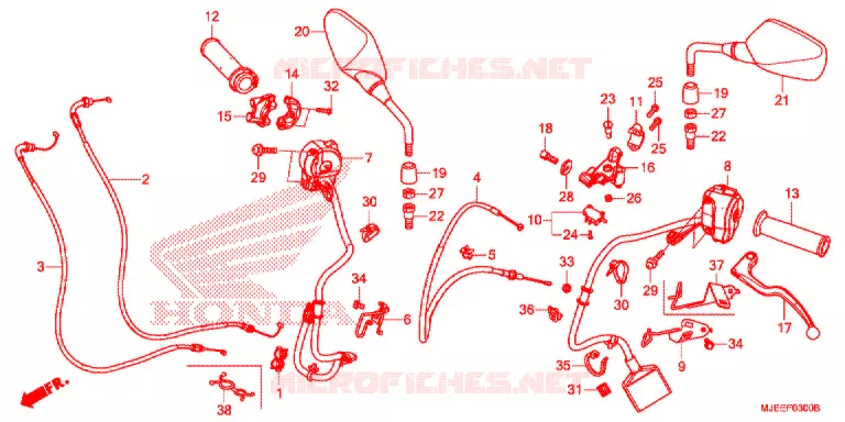 LEVIER DE GUIDON - CABLE - COMMODO Honda MOTO 650 CB 2016  CB650FAG